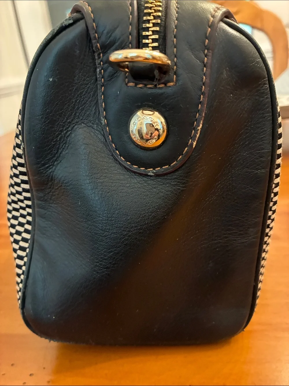Coach Black & White Woven Satchel Bag